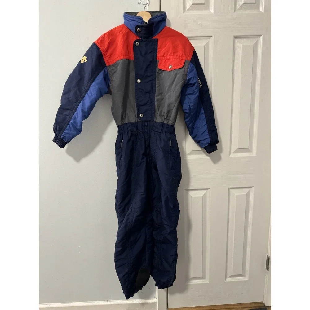 Descente Ski Suit Youth Sz 150 Cm/59 Inches Vintage 80s Colorblock French Slope